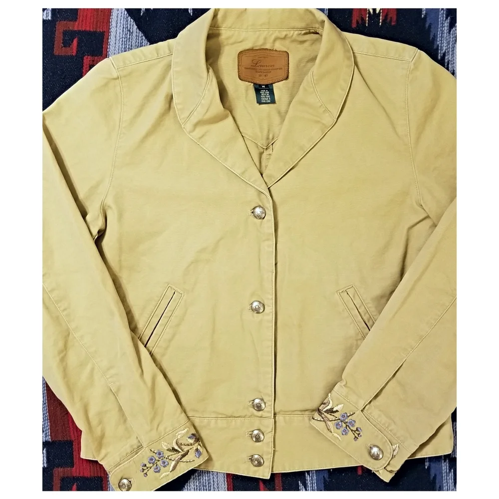 RALPH LAUREN WESTERN STYLE EMBROIDERED CANVAS JACKET- WOMEN'S SIZE MEDIUM - Picture 4 of 9
